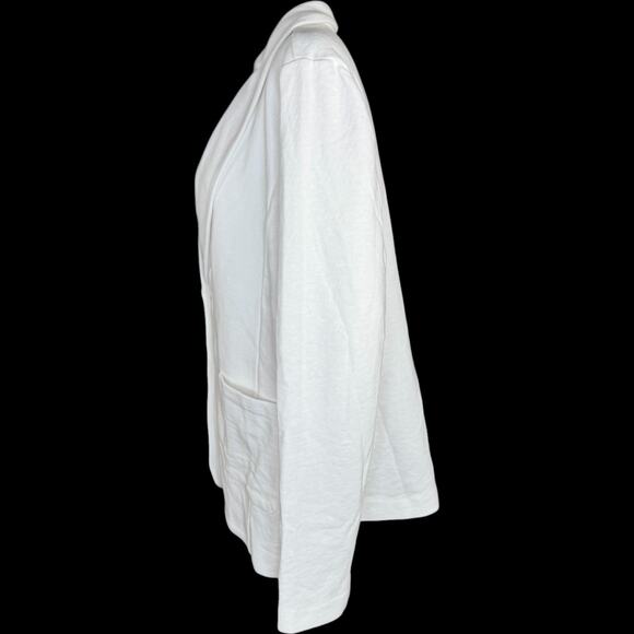 GRAVER Susan Graver LK Fusion 3/4 Slv Cutaway Hem Blazer White X-Large - Picture 3 of 13